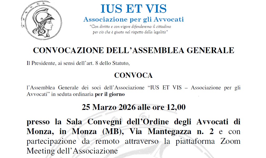 25/03/2026: Convocazione Assemblea Generale